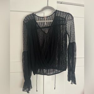 Free People black sheer shirt size small
